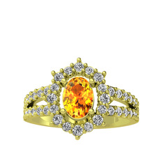 Lobelia Yüzük - Sitrin ve swarovski 8 ayar altın yüzük #1on7drh