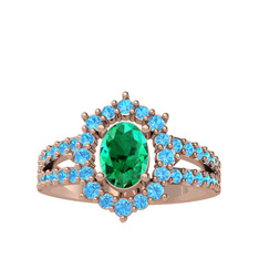 Lobelia Yüzük - Yeşil kuvars ve akuamarin 18 ayar rose altın yüzük #1pfcpjv