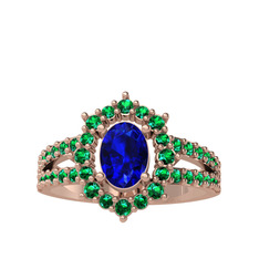 Lobelia Yüzük - Lab safir ve yeşil kuvars 18 ayar rose altın yüzük #1sp9d5d