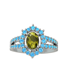 Lobelia Yüzük - Peridot ve akuamarin 925 ayar gümüş yüzük #1synxo0