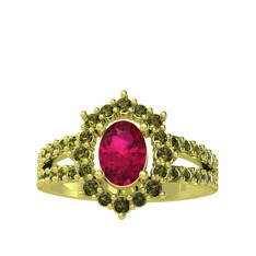 Rodolit garnet ve peridot 18 ayar altın yüzük