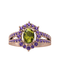 Lobelia Yüzük - Peridot ve ametist 925 ayar rose altın kaplama gümüş yüzük #1u39ca8