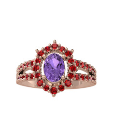 Lobelia Yüzük - Ametist ve garnet 14 ayar rose altın yüzük #1ulzzz3