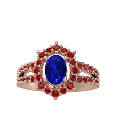 Lab safir ve garnet 14 ayar rose altın yüzük