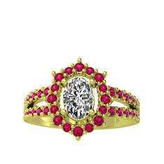 Swarovski ve rodolit garnet 18 ayar altın yüzük