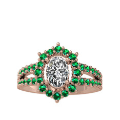 Lobelia Yüzük - Swarovski ve yeşil kuvars 8 ayar rose altın yüzük #2iltuq