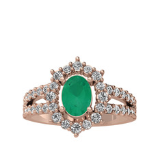 Lobelia Yüzük - Kök zümrüt ve swarovski 18 ayar rose altın yüzük #4ny6vz
