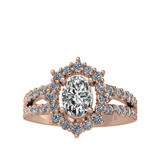 Swarovski ve pırlanta 925 ayar rose altın kaplama gümüş yüzük (0.8 karat)