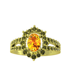 Lobelia Yüzük - Sitrin ve peridot 14 ayar altın yüzük #4zlunk