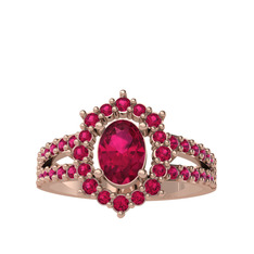 Rodolit garnet 18 ayar rose altın yüzük