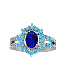 Lobelia Yüzük - Lab safir ve akuamarin 925 ayar gümüş yüzük #7nq5z2