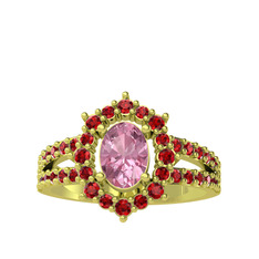 Lobelia Yüzük - Pembe kuvars ve garnet 18 ayar altın yüzük #8gkb3h