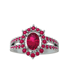 Lobelia Yüzük - Rodolit garnet 8 ayar beyaz altın yüzük #9gow60