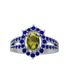 Lobelia Yüzük - Peridot ve lab safir 925 ayar gümüş yüzük #9sctkn