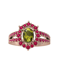 Lobelia Yüzük - Peridot ve rodolit garnet 14 ayar rose altın yüzük #b8u831