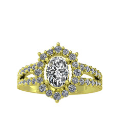 Lobelia Yüzük - Swarovski ve pırlanta 14 ayar altın yüzük (0.8 karat) #d0xs3c