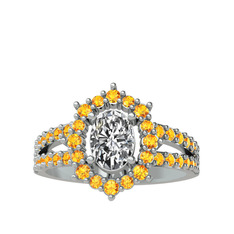 Lobelia Yüzük - Swarovski ve sitrin 18 ayar beyaz altın yüzük #d5wdb5