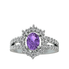 Lobelia Yüzük - Ametist ve swarovski 18 ayar beyaz altın yüzük #dioftk