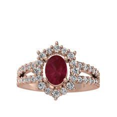 Lobelia Yüzük - Kök yakut ve swarovski 8 ayar rose altın yüzük #eqnxxz