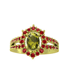 Lobelia Yüzük - Peridot ve garnet 8 ayar altın yüzük #esrjdj