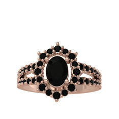 Lobelia Yüzük - Siyah zirkon 14 ayar rose altın yüzük #ff3i5h