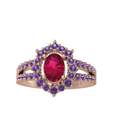 Lobelia Yüzük - Rodolit garnet ve ametist 8 ayar rose altın yüzük #igvf3r