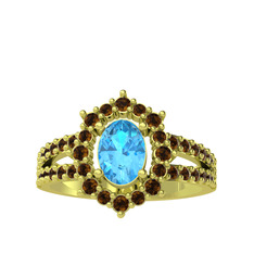 Lobelia Yüzük - Akuamarin ve dumanlı kuvars 925 ayar altın kaplama gümüş yüzük #inyy5i