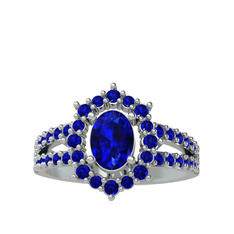 Lobelia Yüzük - Lab safir 8 ayar beyaz altın yüzük #j72x0x