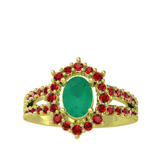 Lobelia Yüzük - Kök zümrüt ve garnet 14 ayar altın yüzük #kdmnmq
