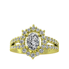 Swarovski ve beyaz zirkon 18 ayar altın yüzük