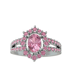 Lobelia Yüzük - Pembe kuvars 8 ayar beyaz altın yüzük #l8v08x