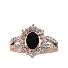 Siyah zirkon ve swarovski 18 ayar rose altın yüzük