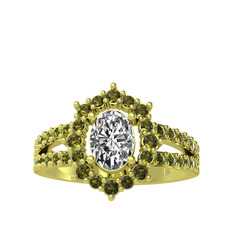 Lobelia Yüzük - Swarovski ve peridot 8 ayar altın yüzük #mokqdp