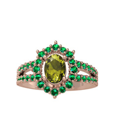 Lobelia Yüzük - Peridot ve yeşil kuvars 925 ayar rose altın kaplama gümüş yüzük #ocwh3s