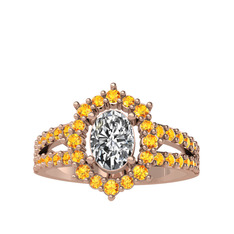 Swarovski ve sitrin 18 ayar rose altın yüzük