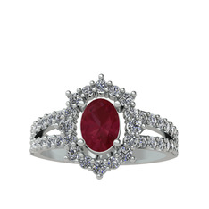 Lobelia Yüzük - Kök yakut ve pırlanta 925 ayar gümüş yüzük (0.8 karat) #r53uqp