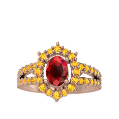 Lobelia Yüzük - Garnet ve sitrin 18 ayar rose altın yüzük #rrqs5b