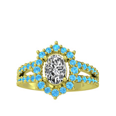 Lobelia Yüzük - Swarovski ve akuamarin 14 ayar altın yüzük #tp3hr0