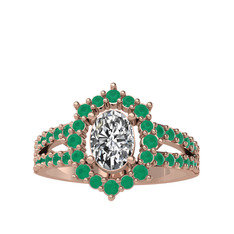 Lobelia Yüzük - Swarovski ve kök zümrüt 18 ayar rose altın yüzük #ty74vw