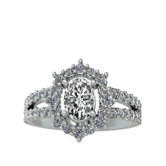 Lobelia Yüzük - Swarovski ve pırlanta 8 ayar beyaz altın yüzük (0.8 karat) #uwtpjh