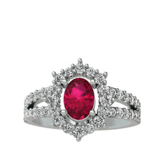Lobelia Yüzük - Rodolit garnet ve swarovski 18 ayar beyaz altın yüzük #v1f29g