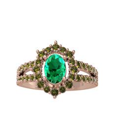 Yeşil kuvars ve peridot 8 ayar rose altın yüzük