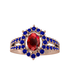 Lobelia Yüzük - Garnet ve lab safir 14 ayar rose altın yüzük #v3b3un