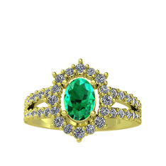 Lobelia Yüzük - Yeşil kuvars ve pırlanta 18 ayar altın yüzük (0.8 karat) #vm9ksq