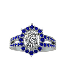 Swarovski ve lab safir 925 ayar gümüş yüzük