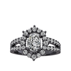 Lobelia Yüzük - Swarovski ve beyaz zirkon 925 ayar siyah rodyum kaplama gümüş yüzük #wfcx3a