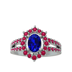 Lobelia Yüzük - Lab safir ve rodolit garnet 8 ayar beyaz altın yüzük #wx87cq