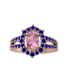Lobelia Yüzük - Pembe kuvars ve lab safir 14 ayar rose altın yüzük #xayif6