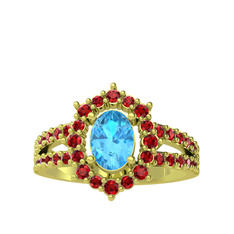 Lobelia Yüzük - Akuamarin ve garnet 14 ayar altın yüzük #ypo2xj