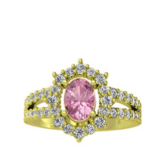 Lobelia Yüzük - Pembe kuvars ve swarovski 8 ayar altın yüzük #zejpq9